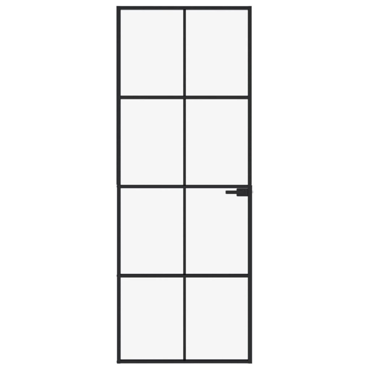 VIDAXL Porte d'interieur Noir 76x201,5 cm Trempe verre aluminium fin