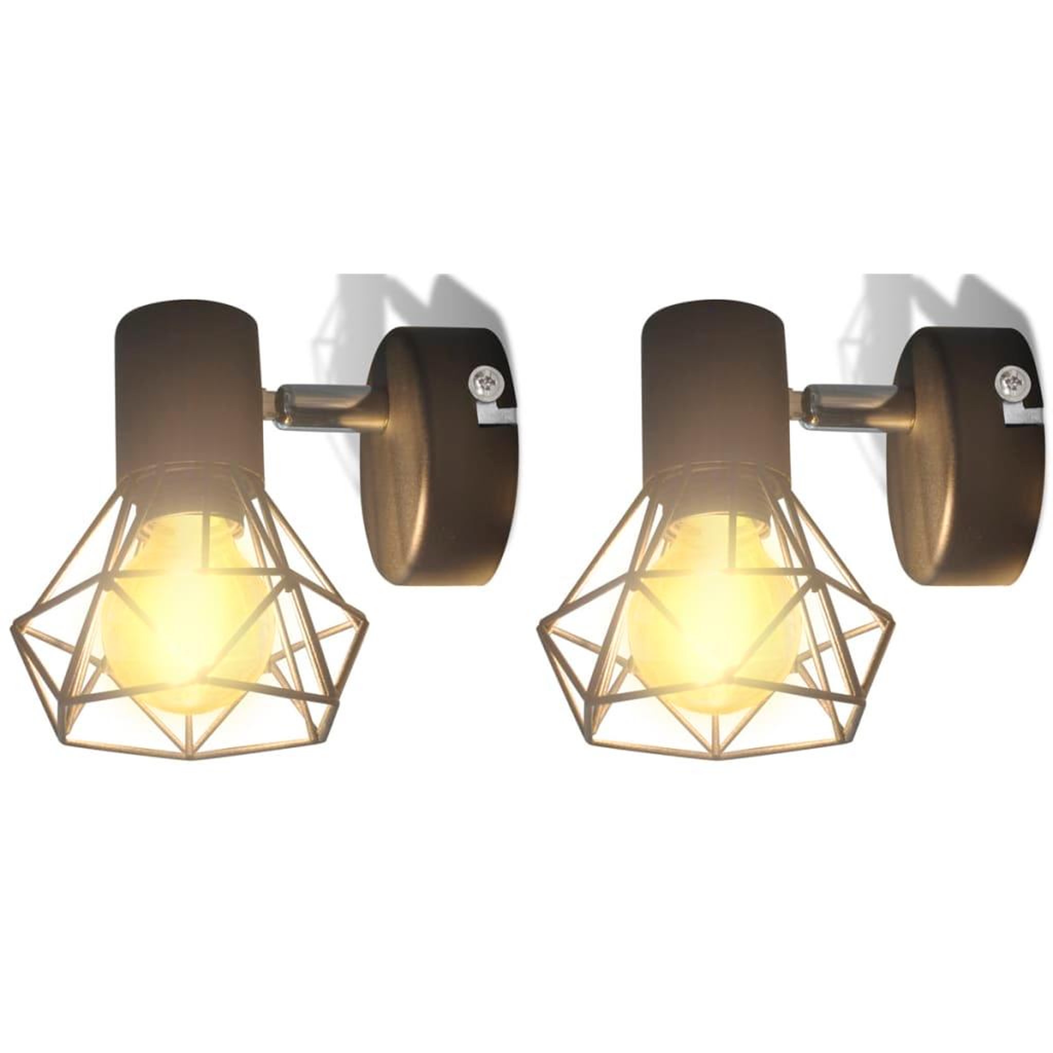 Voir la diapositive 2 : VIDAXL Applique murale 2 pcs style industriel noir avec ampoule LED