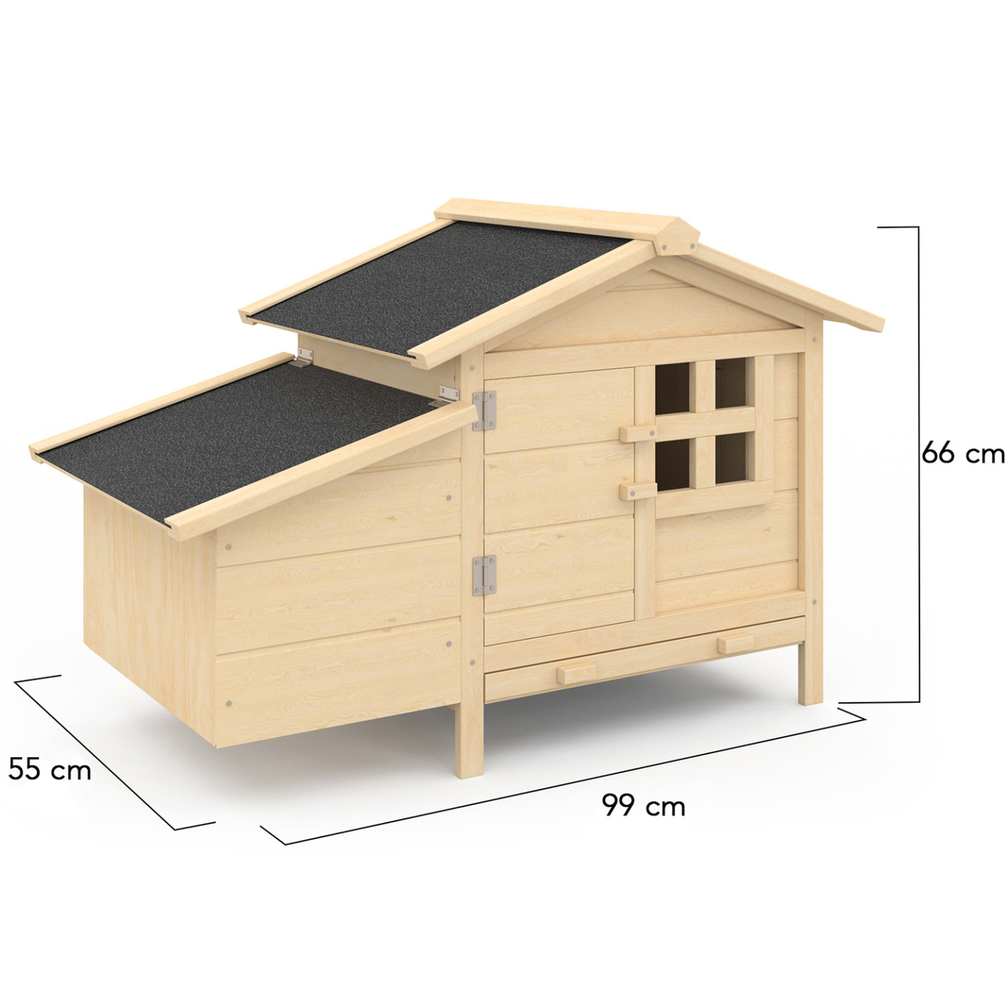 Voir la diapositive 4 : ID MARKET Poulailler clapier en bois sur pilotis avec pondoir et tiroir à déjections 2 poules