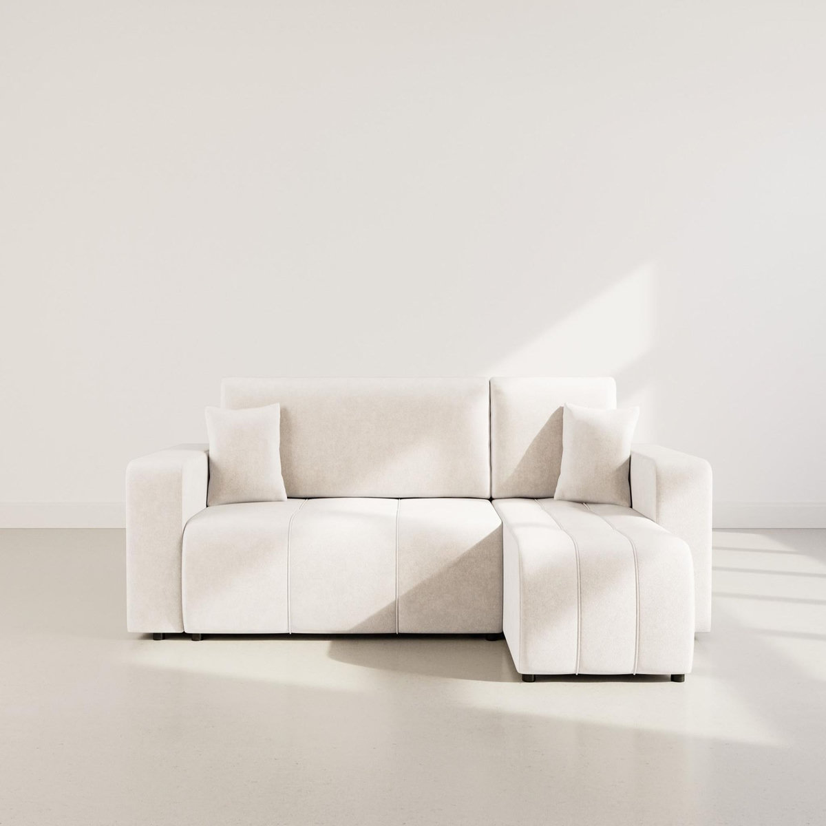 BEST MOBILIER Nicole - canapé d'angle réversible 4 places convertible avec coffre en tissu