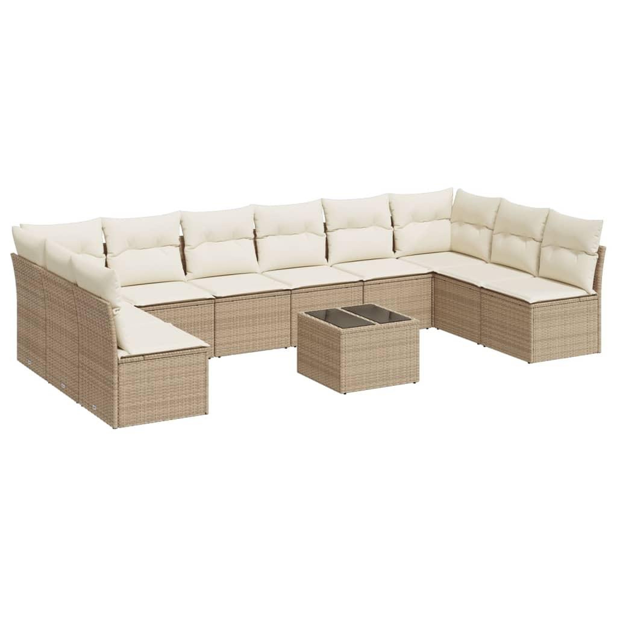 Voir la diapositive 2 : VIDAXL Salon de jardin 11 pcs avec coussins beige resine tressee