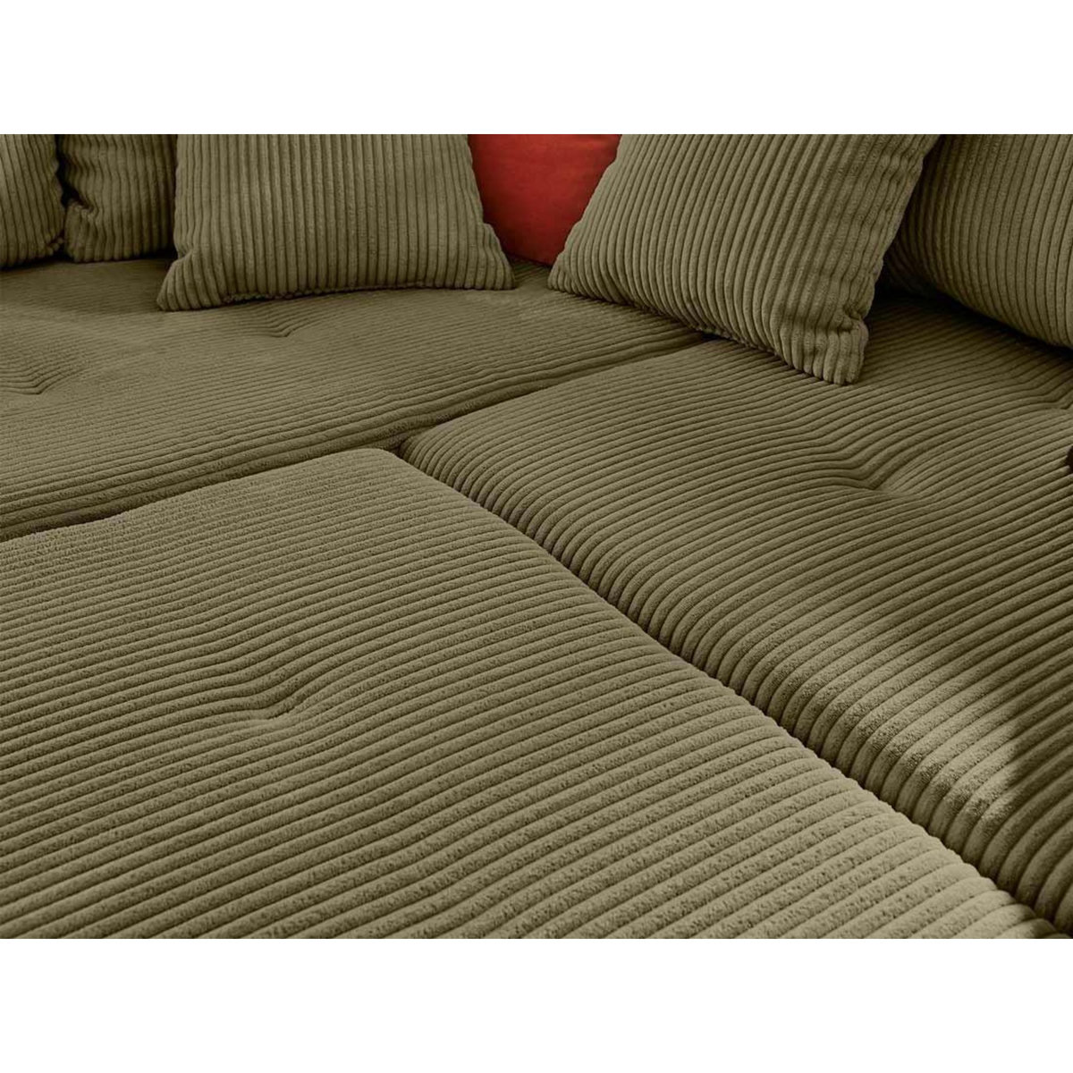 LISA DESIGN Rune - canapé panoramique d'angle droit - 7 places - avec pouf d'appoint - en velours côtelé