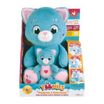 JEMINI Peluche douce - JEMINI - TOONIES - Maman Chat intéractive et son bébé - +/- 26 cm - 6 fonctions