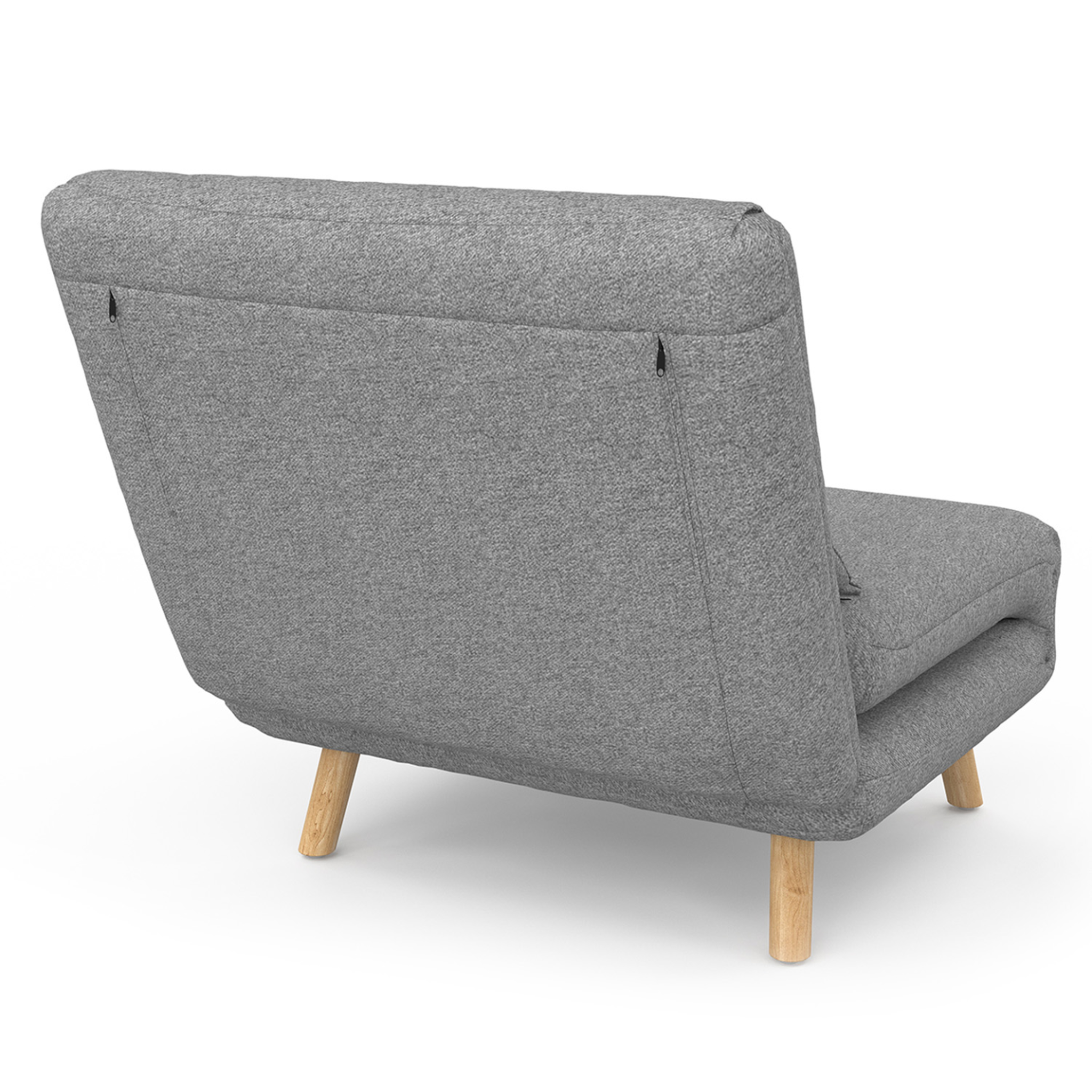 Voir la diapositive 5 : ID MARKET Fauteuil convertible romeo lit d'appoint 1 place 80x190 cm tissu gris clair