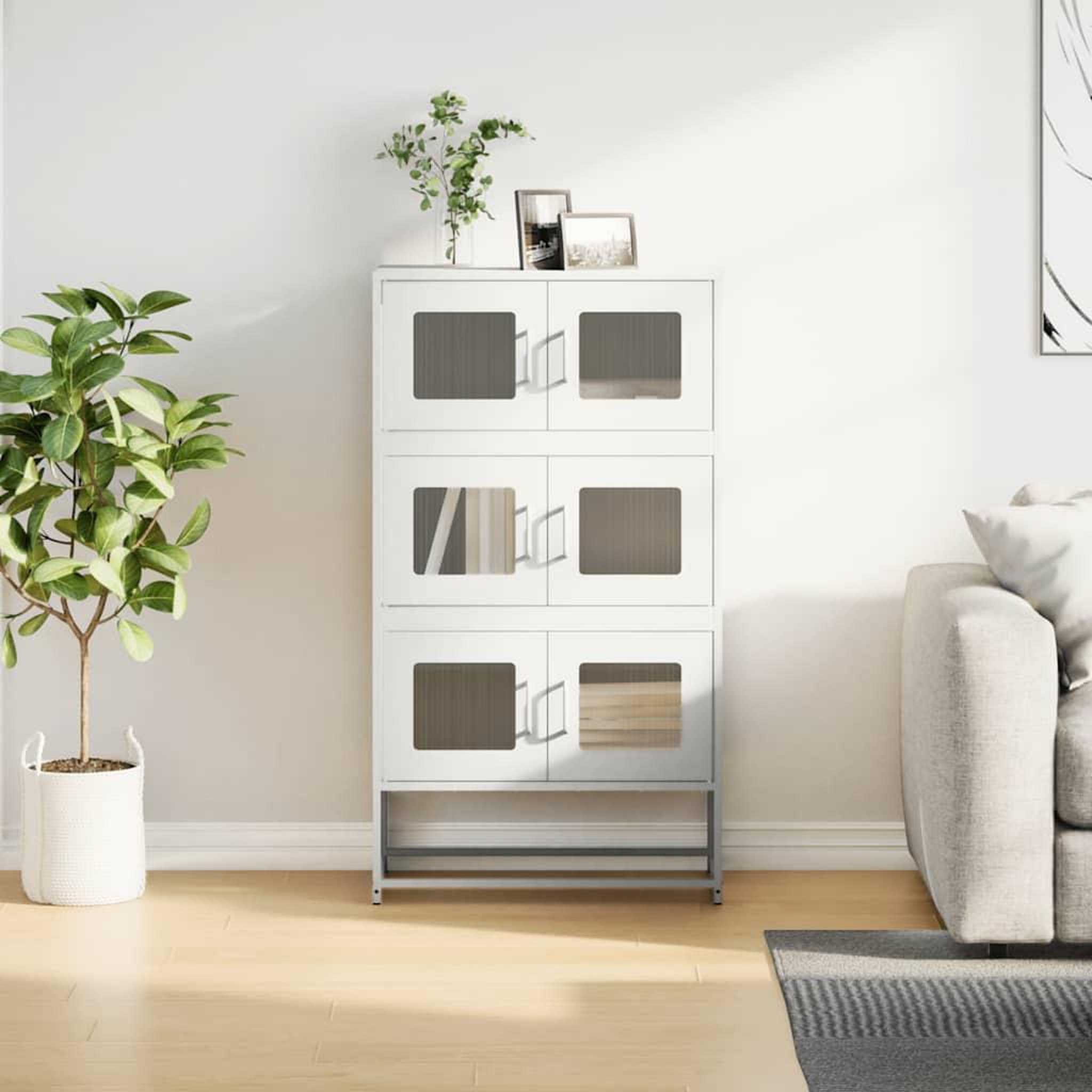 Voir la diapositive 3 : VIDAXL Buffet haut blanc 68x39x123 cm acier