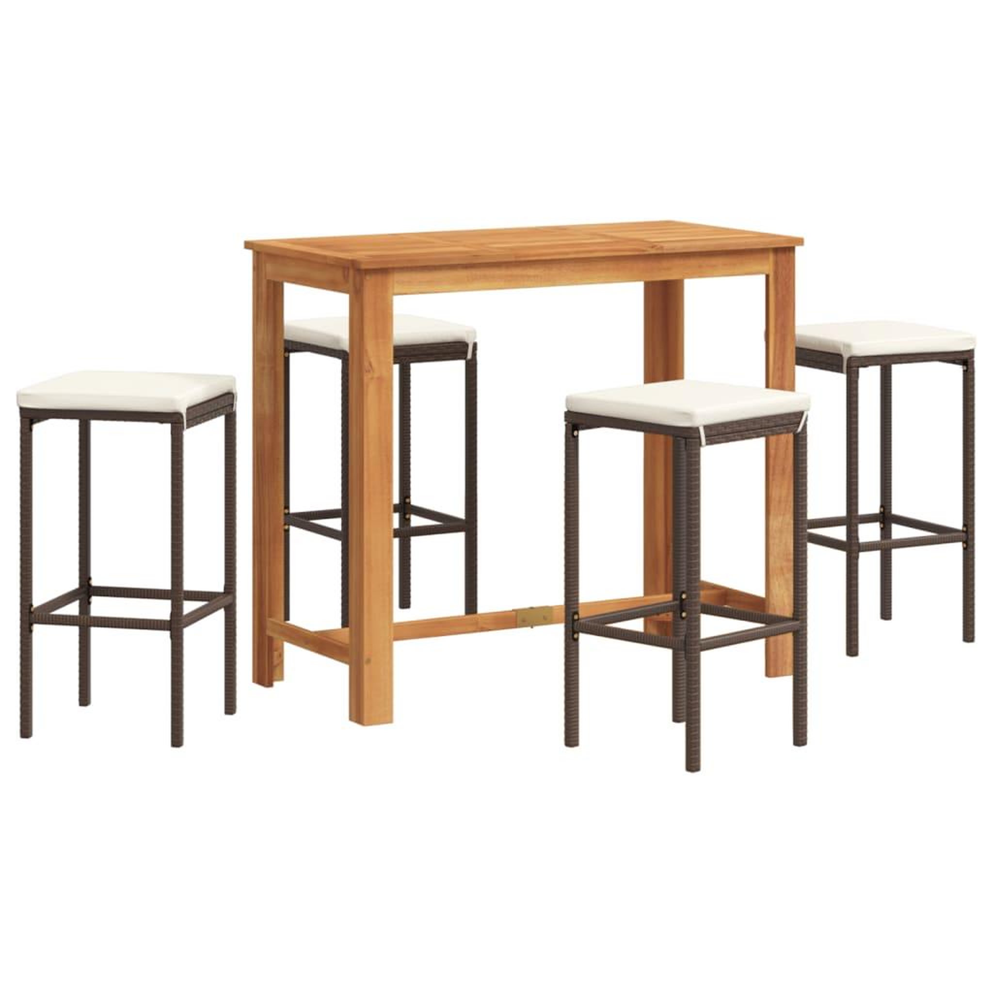 Voir la diapositive 2 : VIDAXL Ensemble de bar de jardin 5 pcs marron bois massif acacia rotin