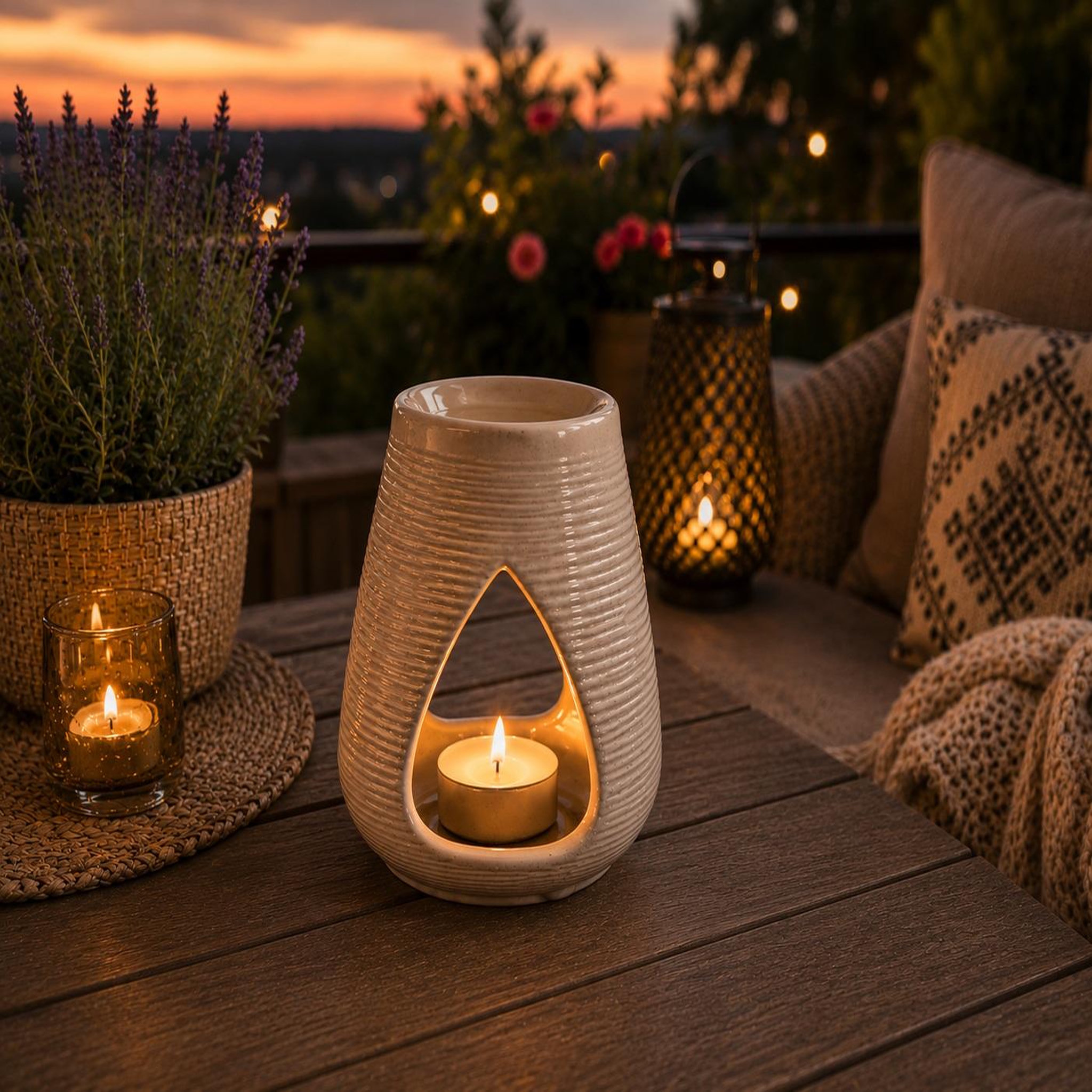 Voir la diapositive 2 : Eden Brûleur a huile en céramique design élégant taupe