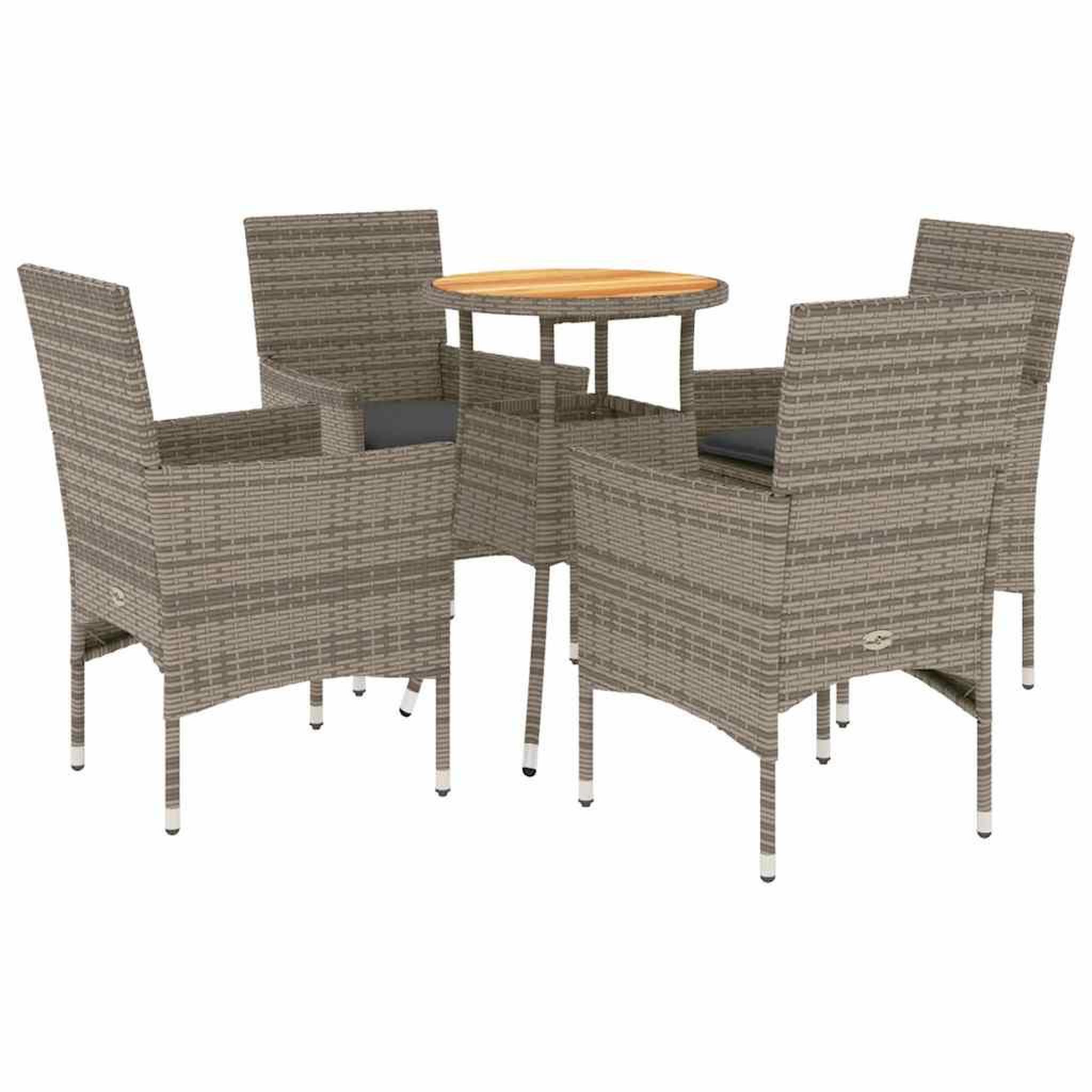 Voir la diapositive 2 : VIDAXL Ensemble a manger de jardin et coussins 5 pcs gris rotin acacia