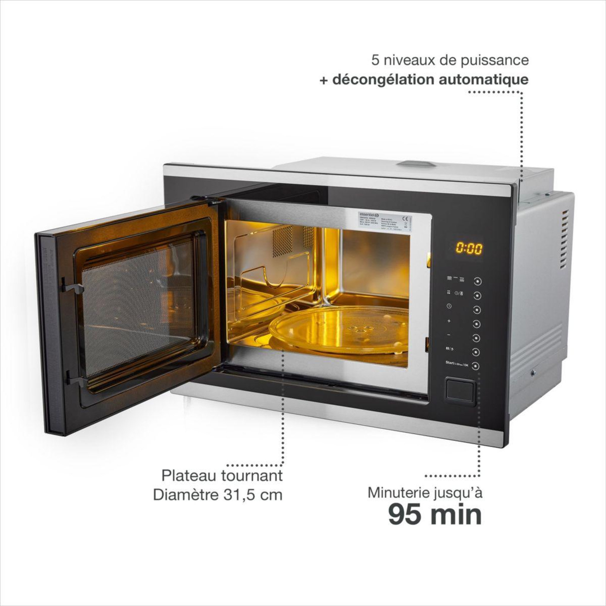Voir la diapositive 3 : ESSENTIEL B Micro ondes grill encastrable EMEG253n Grill