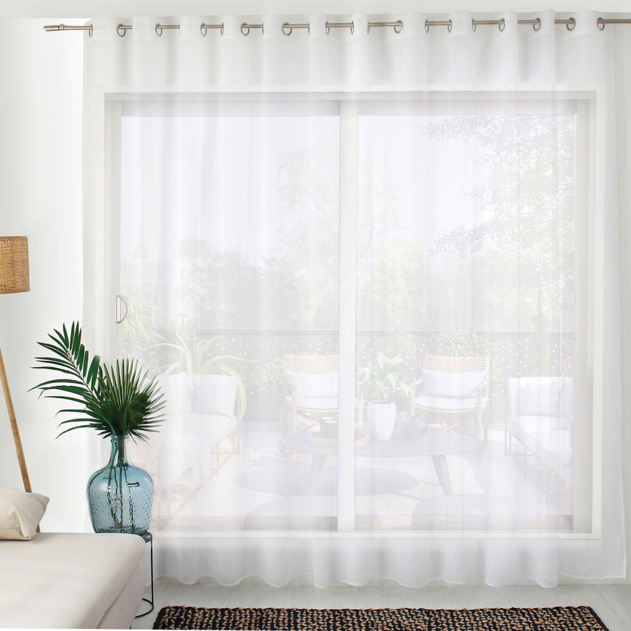 ENJOY HOME Rideau voilage xl à œillets  sablé  420x240cm blanc