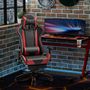 Voir la diapositive 2 : HOMCOM Chaise de bureau gaming style baquet racing pivotant inclinable réglable avec coussins repose-pieds synthétique noir rouge