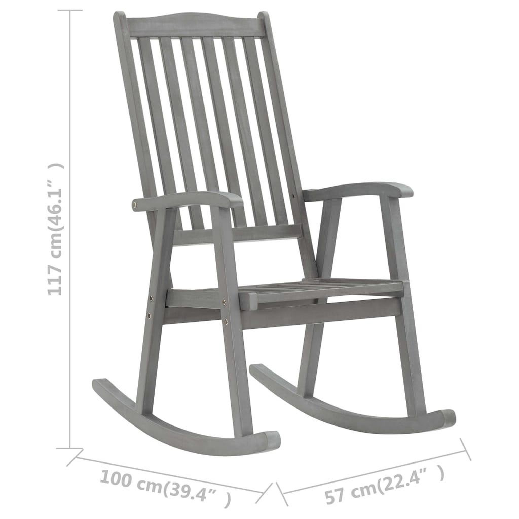 Voir la diapositive 6 : VIDAXL Chaise a bascule avec coussins Gris Bois d'acacia massif