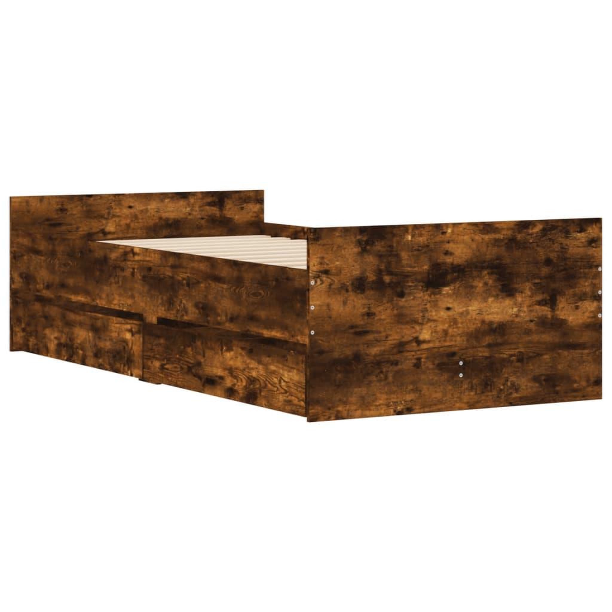 Voir la diapositive 4 : VIDAXL Cadre de lit avec tiroirs sans matelas chene fume 90x190 cm