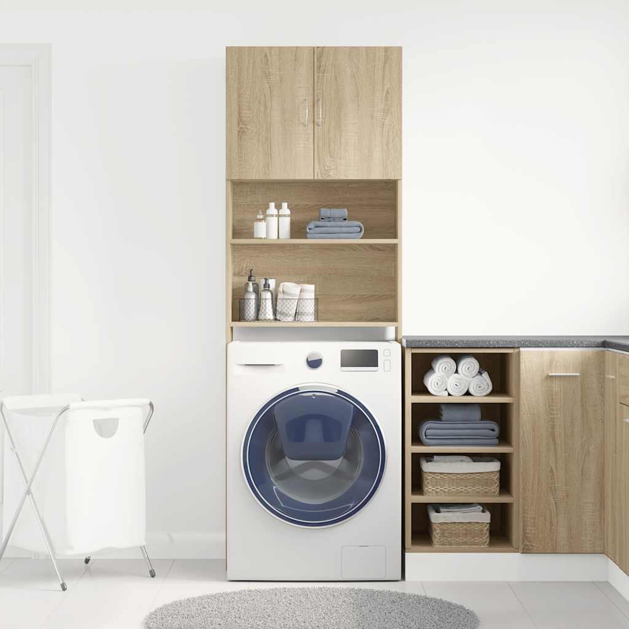 Voir la diapositive 4 : VIDAXL Meuble de machine a laver chene sonoma bois d'ingenierie