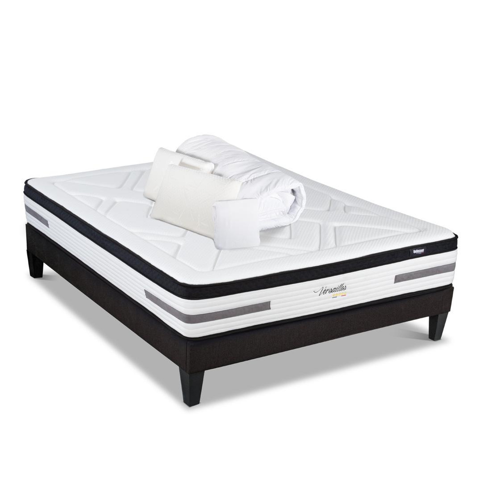 Voir la diapositive 1 : BELLECOUR Bellecour literie | pack prêt à dormir bellevue | matelas ressorts ensachés + sommier + accessoires
