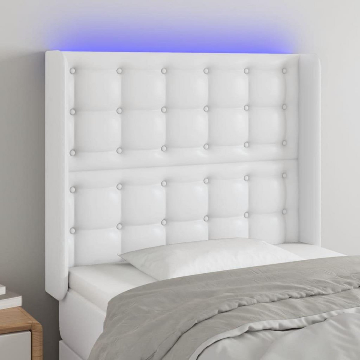 VIDAXL Tete de lit a LED Blanc 103x16x118/128 cm Similicuir