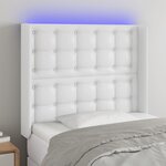 VIDAXL Tete de lit a LED Blanc 103x16x118/128 cm Similicuir