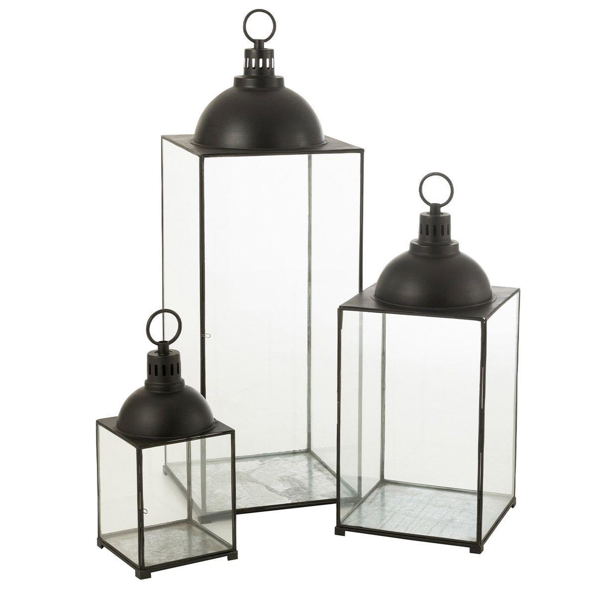 Voir la diapositive 3 : J-LINE Lanterne Design en Verre  Hagrid  85cm Noir