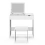 Voir la diapositive 3 : ID MARKET Coiffeuse ZELIA miroir rabattable avec 1 tiroir et 1 tabouret