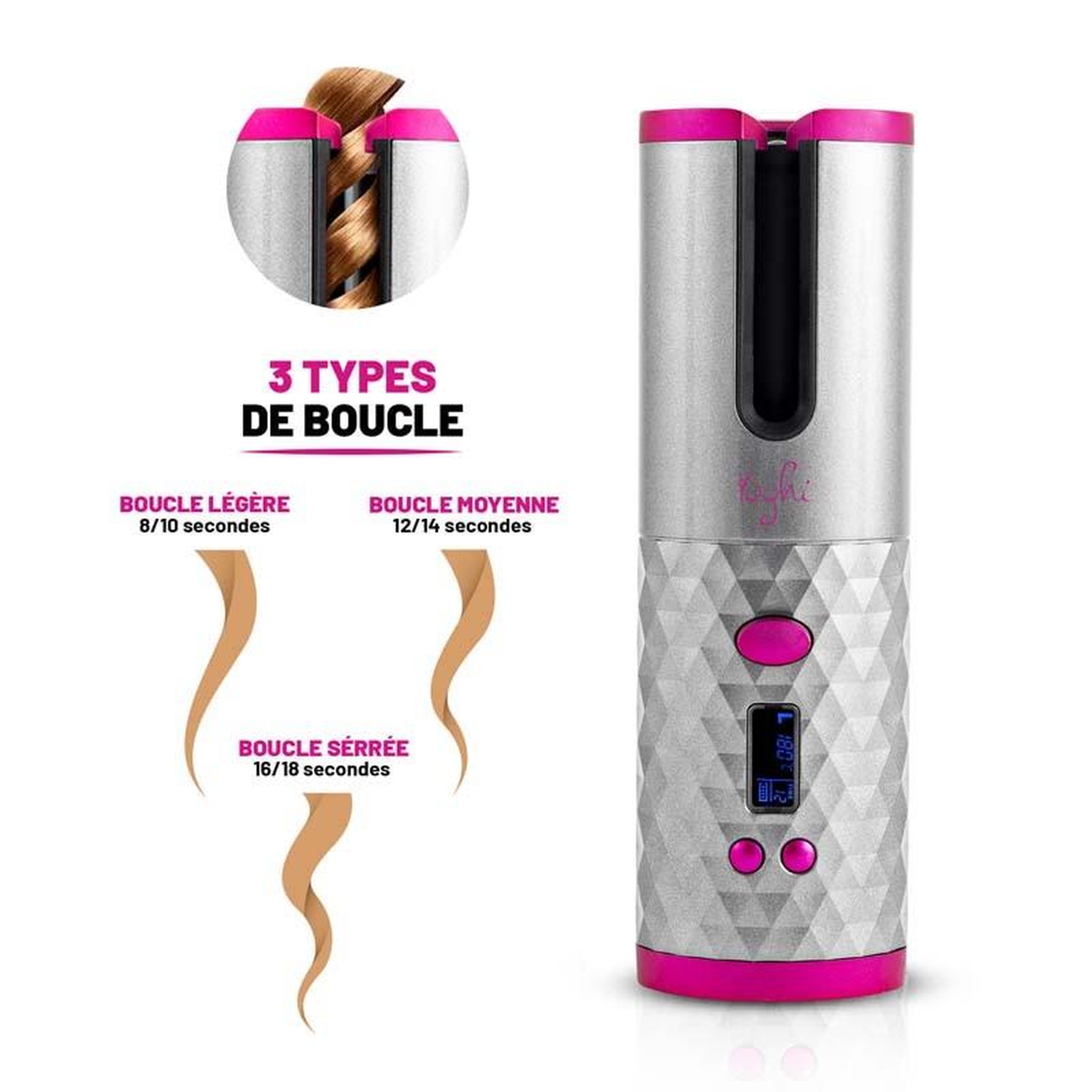 Voir la diapositive 1 : YOGHI Fer à boucler sans fil avec pochette de transport rcurler yoghi