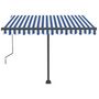 Voir la diapositive 5 : VIDAXL Auvent manuel retractable avec LED 350x250 cm Bleu et blanc