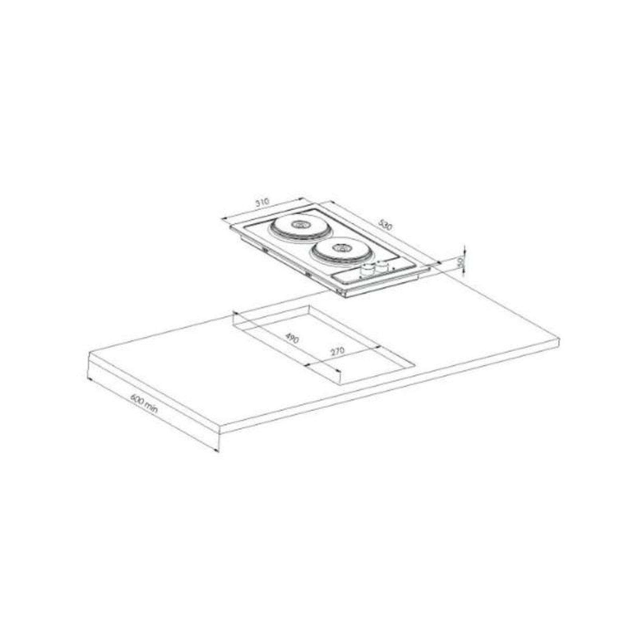 Voir la diapositive 2 : Moderna Plaque de cuisson électrique 2 feux avec manettes DOMINO MT+ MODERNA MTAD031Z00