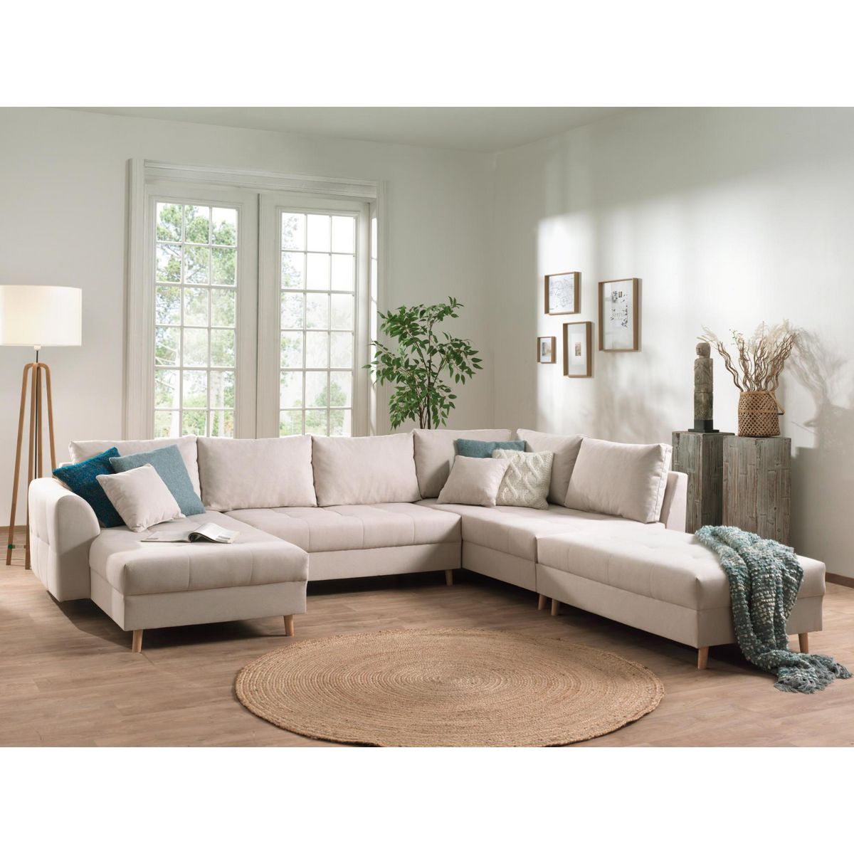 LISA DESIGN Rune - canapé panoramique - avec pouf d'appoint - 7 places - style scandinave - droit