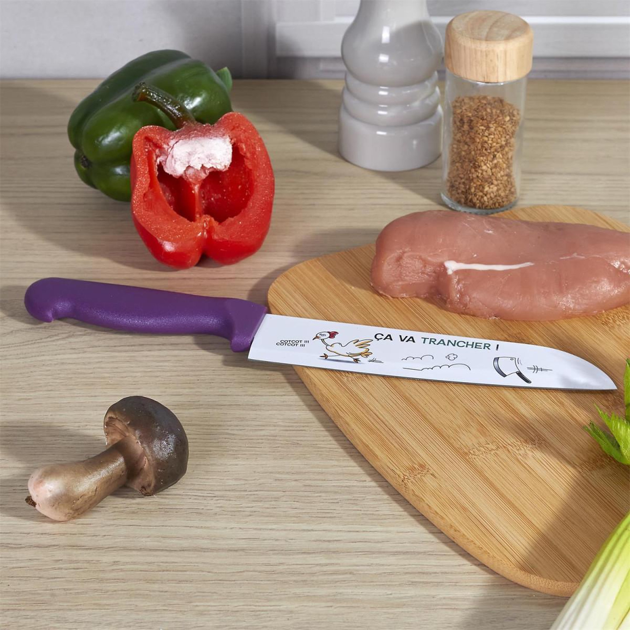 Voir la diapositive 2 : COOK CONCEPT Couteau à émincer  ludique  30cm violet