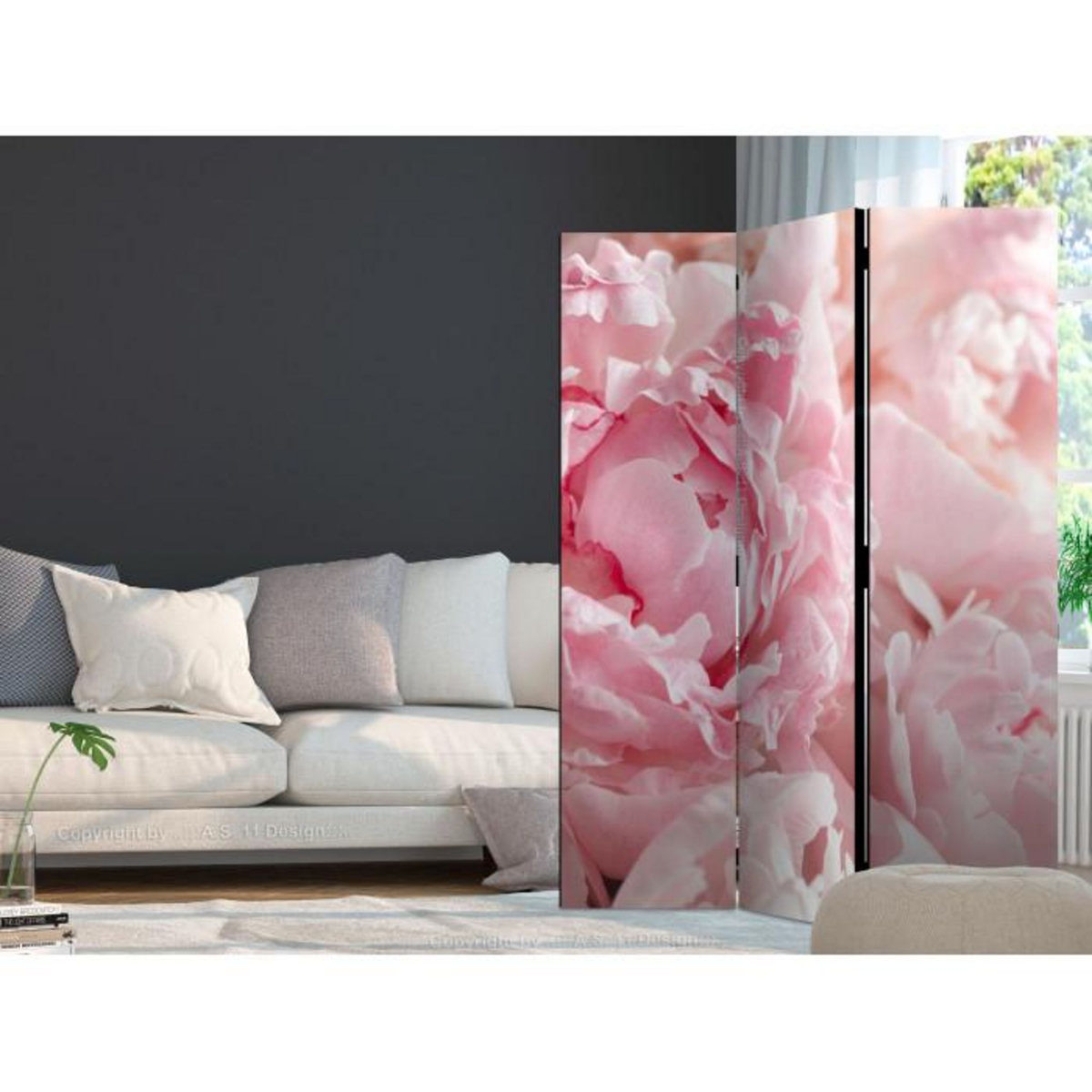 Paris Prix Paravent 3 Volets  Sweet Peonies  135x172cm