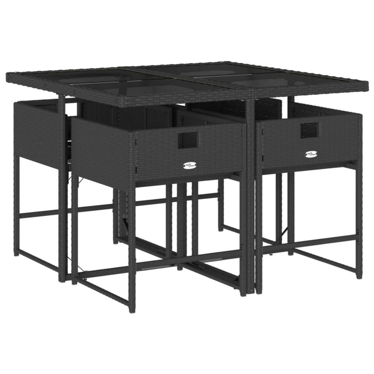 VIDAXL Ensemble a manger de jardin coussins 5pcs Noir Resine tressee