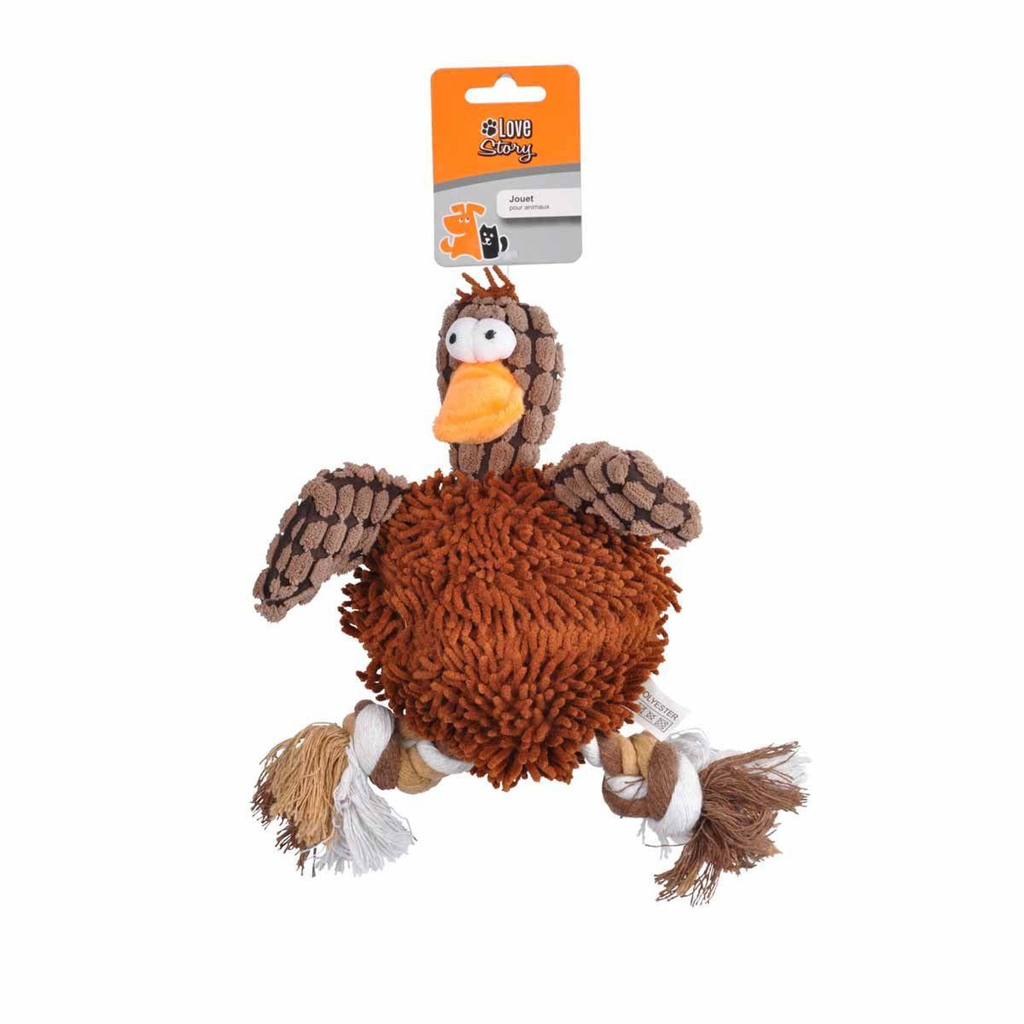Voir la diapositive 2 : LOVE STORY Peluche pour chien  canard  28cm marron