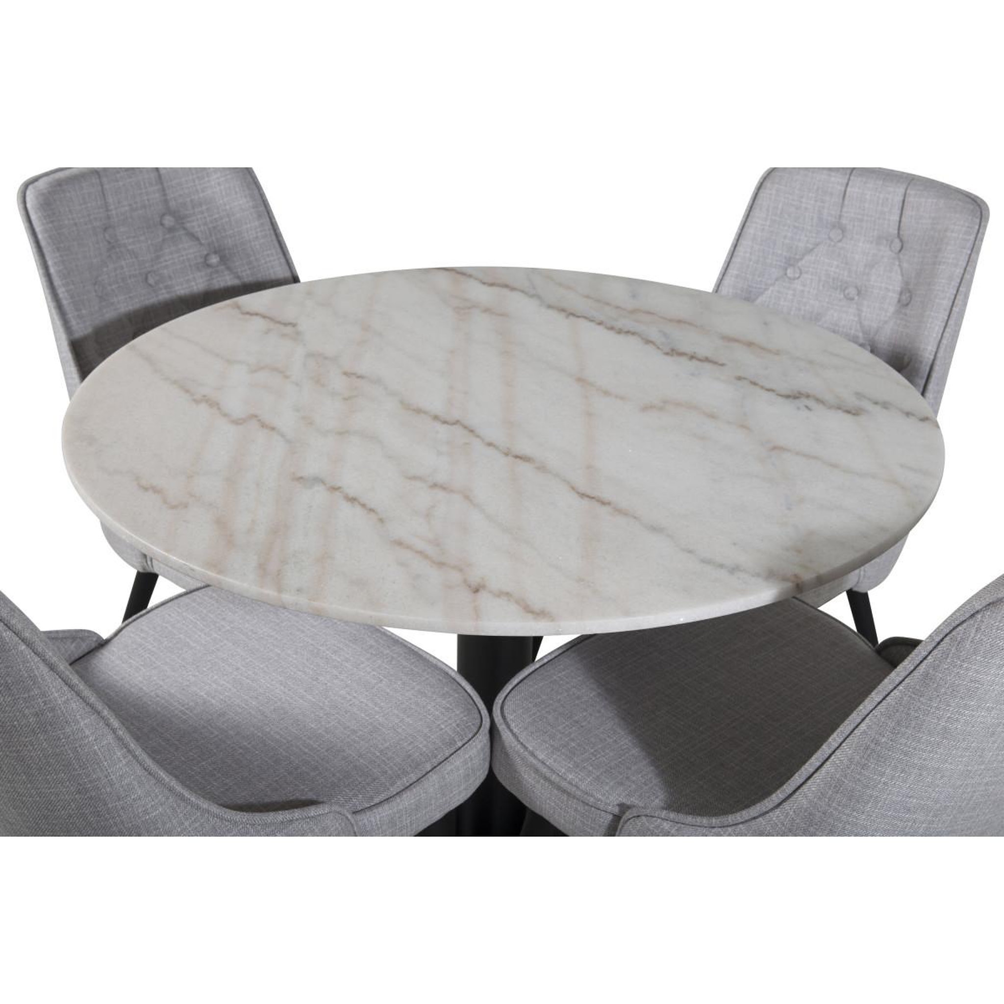 Voir la diapositive 3 : Paris Prix Ensemble table à manger & 4 chaises  estelle i & deluxe  106cm blanc & gris