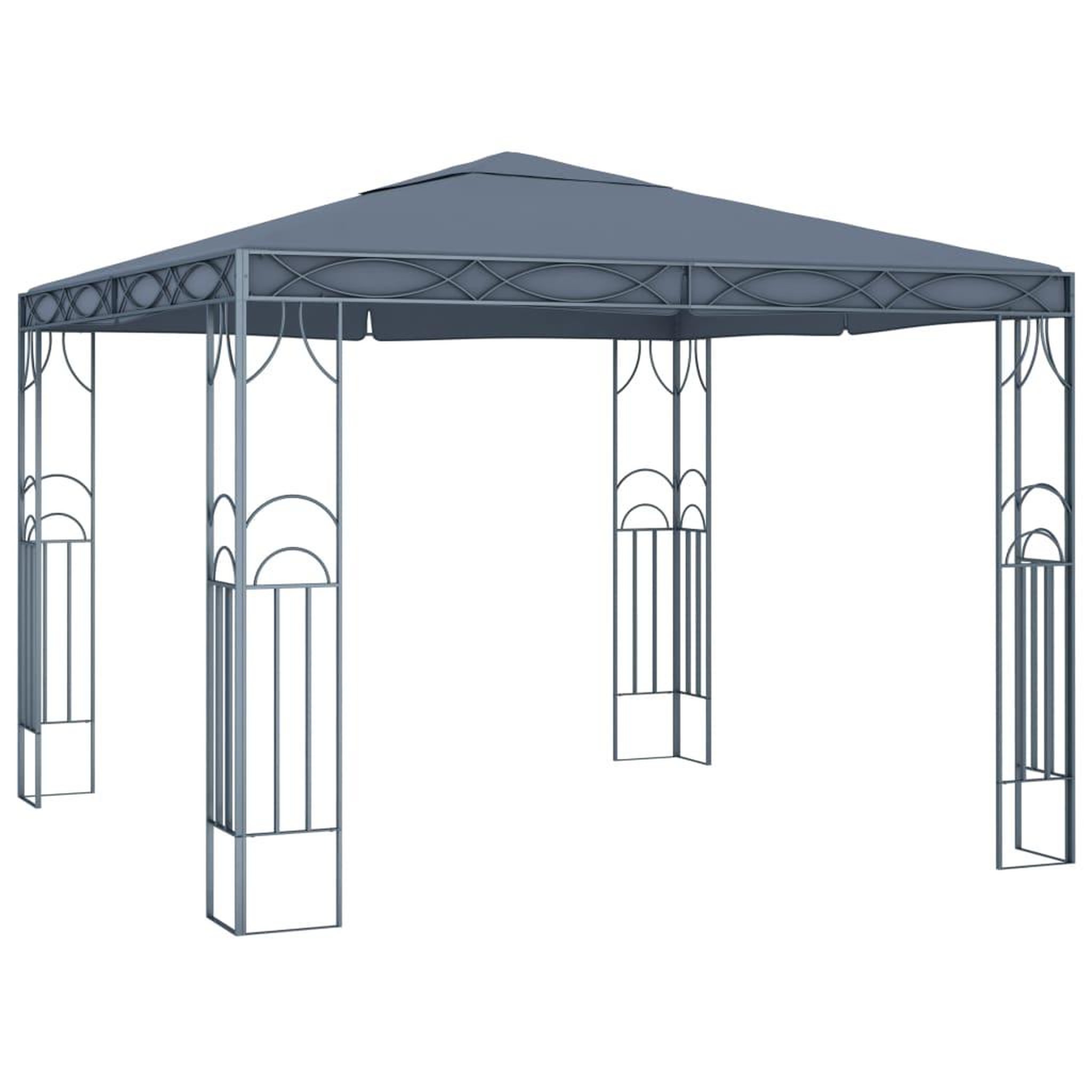 Voir la diapositive 3 : VIDAXL Tonnelle avec guirlande lumineuse a LED 300x300 cm Anthracite
