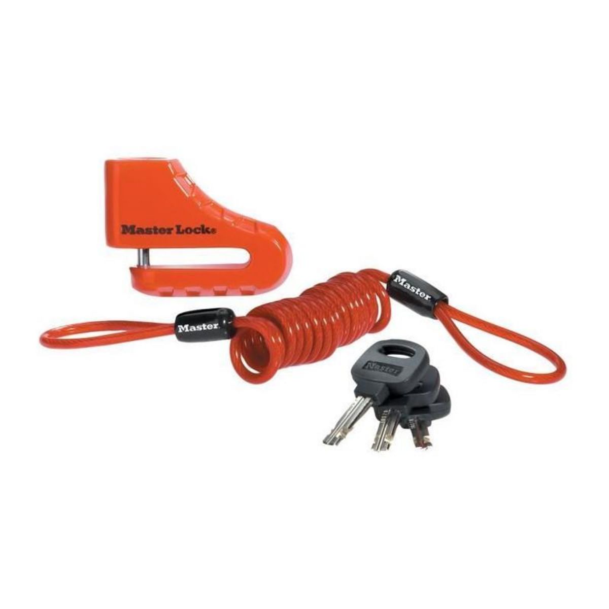 Master lock 8303EURDPS Antivol Moto ou Trottinette Electrique Bloque Disque, Anse 5 cm, Rouge