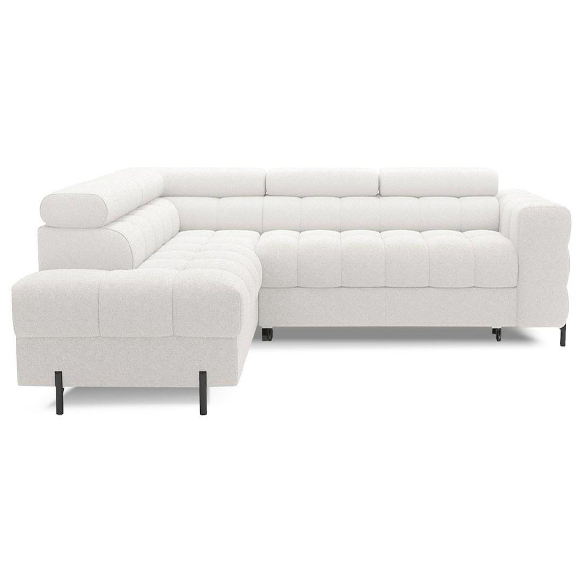 BEST MOBILIER Elisa - canapé d'angle gauche 5 places convertible avec coffre et têtières réglables en tissu bouclette