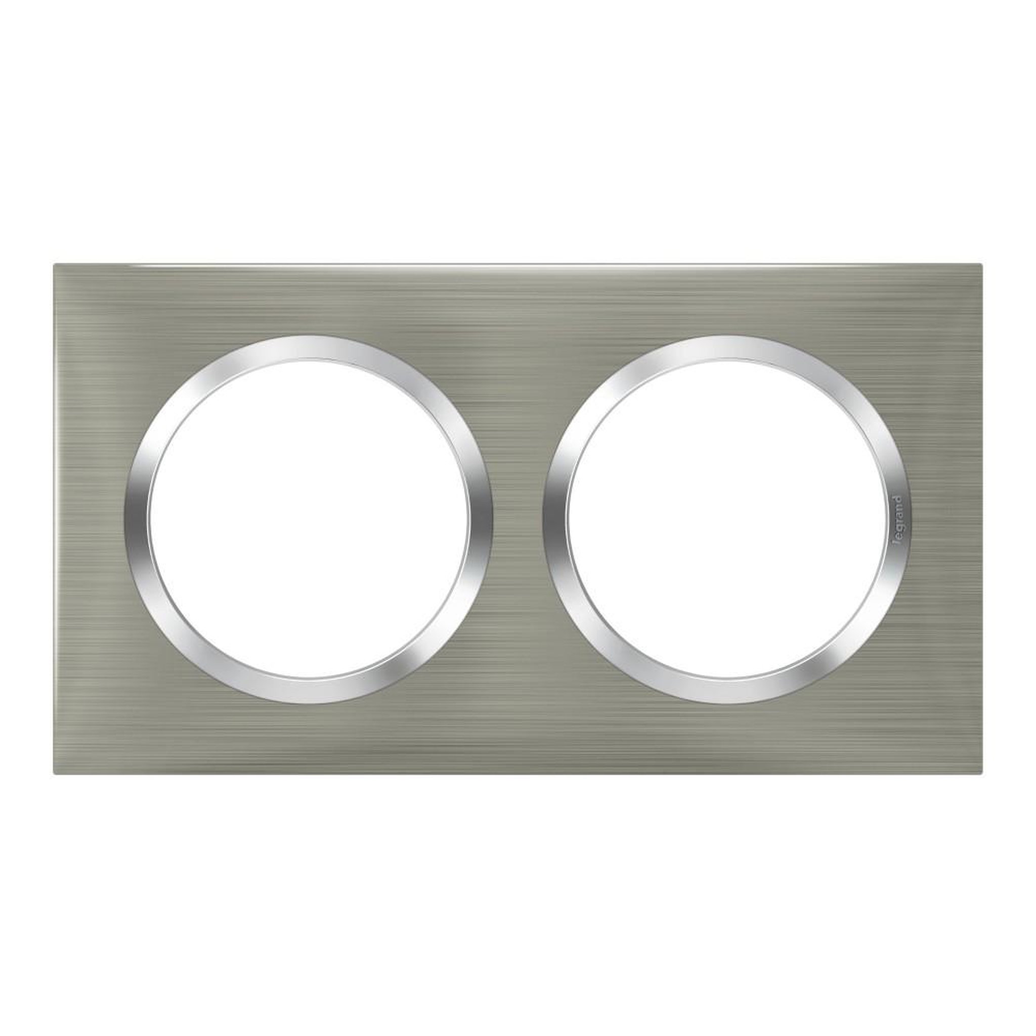 Legrand Plaque double Dooxie, LEGRAND, inox brossé