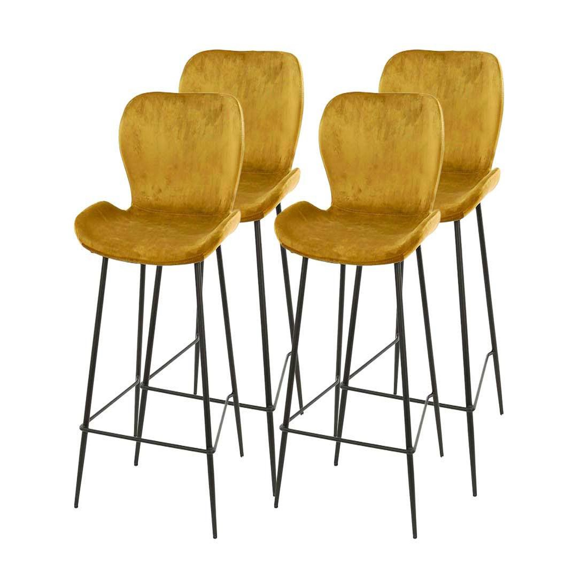 Voir la diapositive 1 : LISA DESIGN Basti - lot de 4 tabourets de bar - en velours doré
