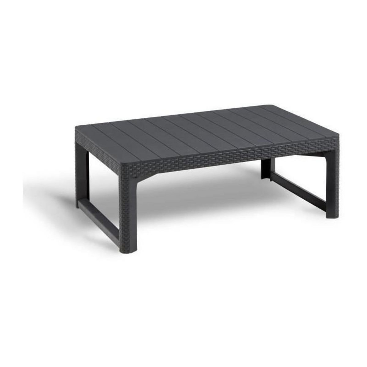 ALLIBERT by KETER ALLIBERT by KETER - Salon de jardin SanRemo Lyon 6 places - table basse 2 positions - imitation rotin tresse - gris graphite