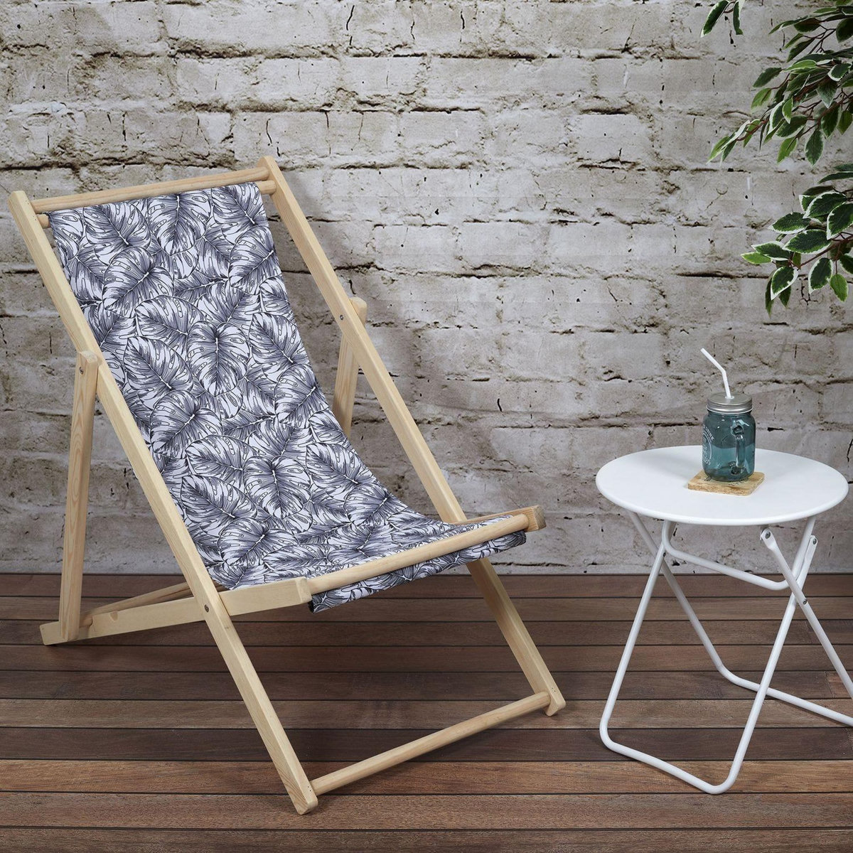 TOILINUX Lot de 2 chiliennes Natural Wild - Blanc et Noir