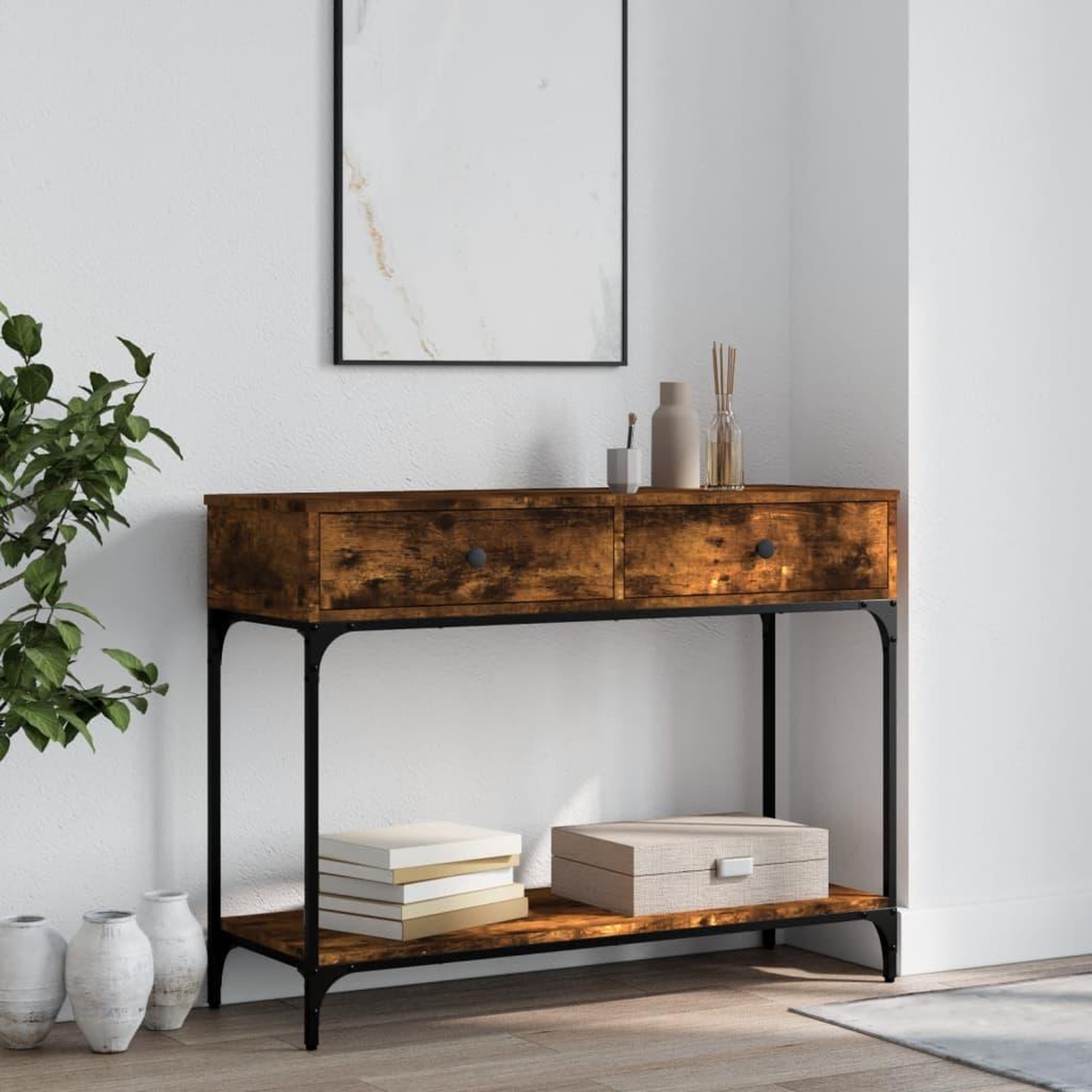 VIDAXL Table console chene fume 100x34,5x75 cm bois d'ingenierie