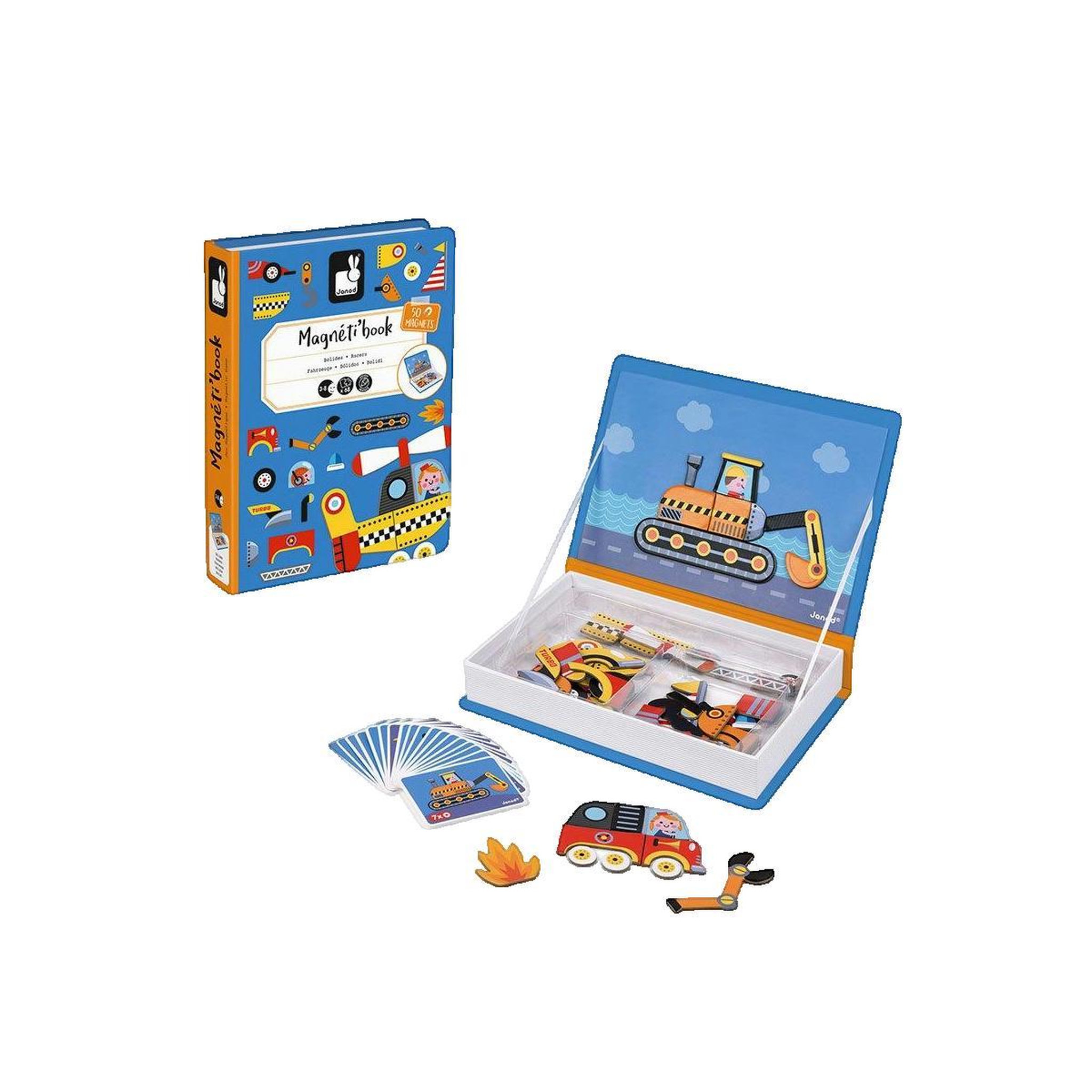 Voir la diapositive 3 : Juratoys-Janod Jeu magnetique - MagnetiBook Bolides