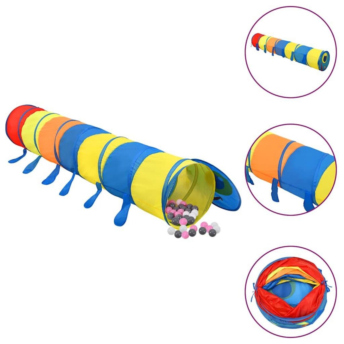 VIDAXL Tunnel de jeu pour enfants avec 250 balles Multicolore 245 cm