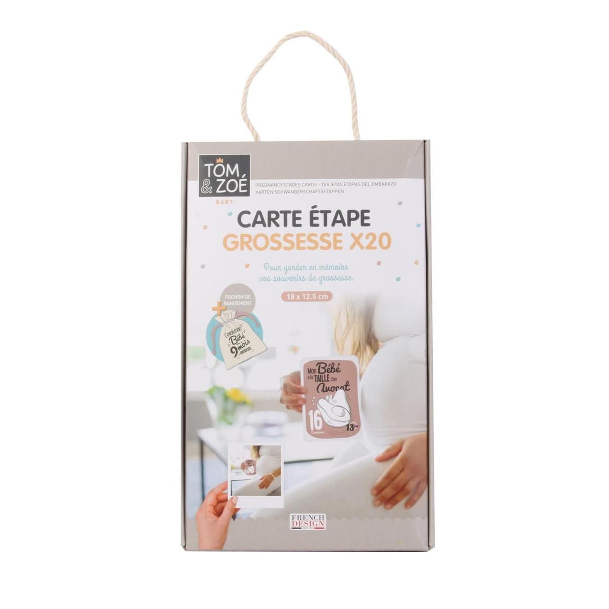 Voir la diapositive 5 : Tom & Zoé Lot de 20 cartes  grossesse  18cm multicolore