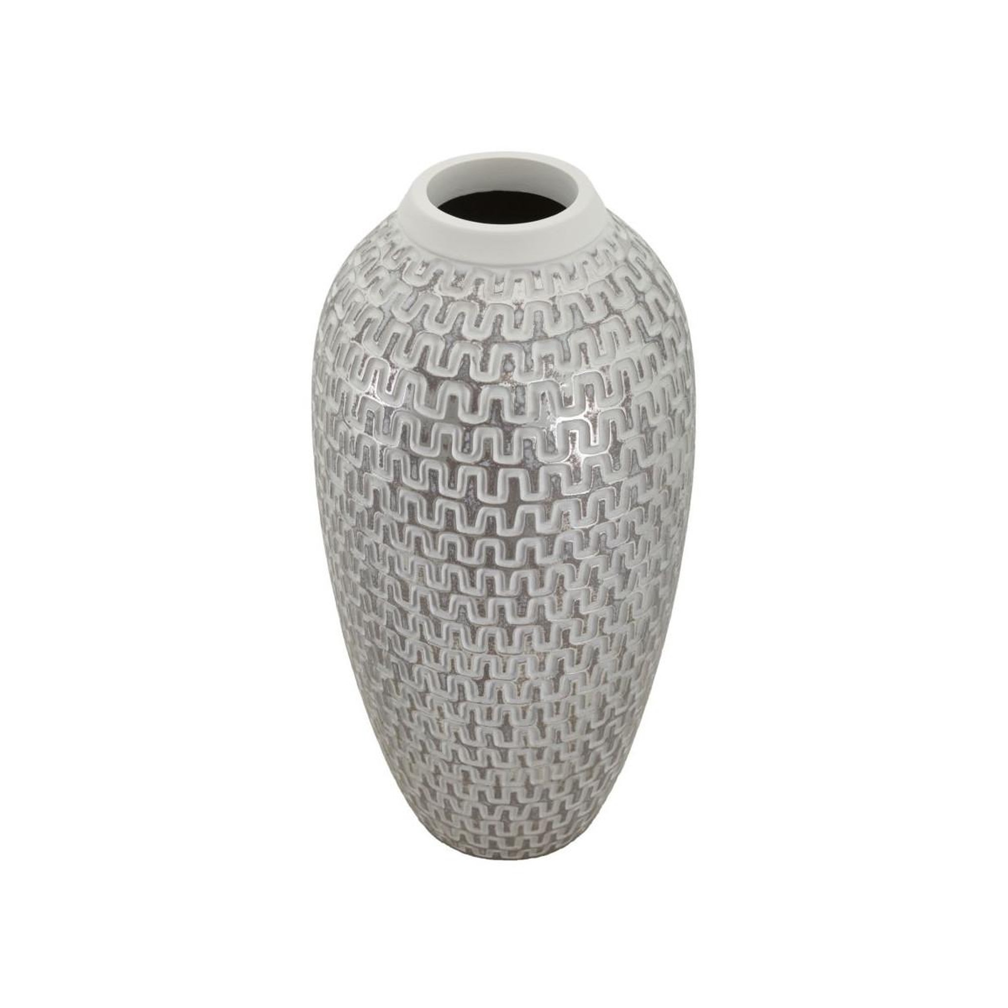 Voir la diapositive 2 : Paris Prix Vase déco en résine  wave  43cm blanc