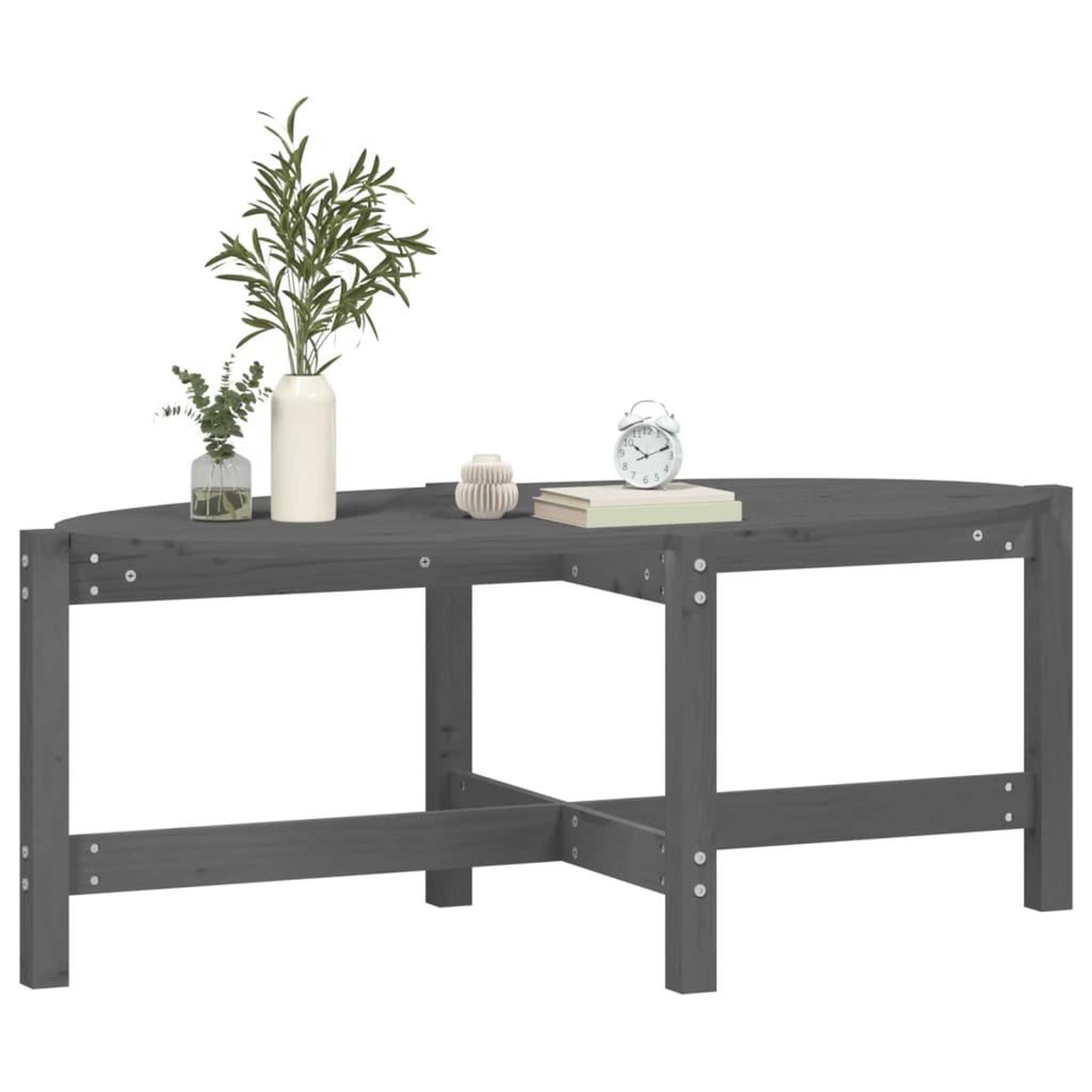 Voir la diapositive 4 : VIDAXL Table basse Gris 118x63x45 cm Bois massif de pin