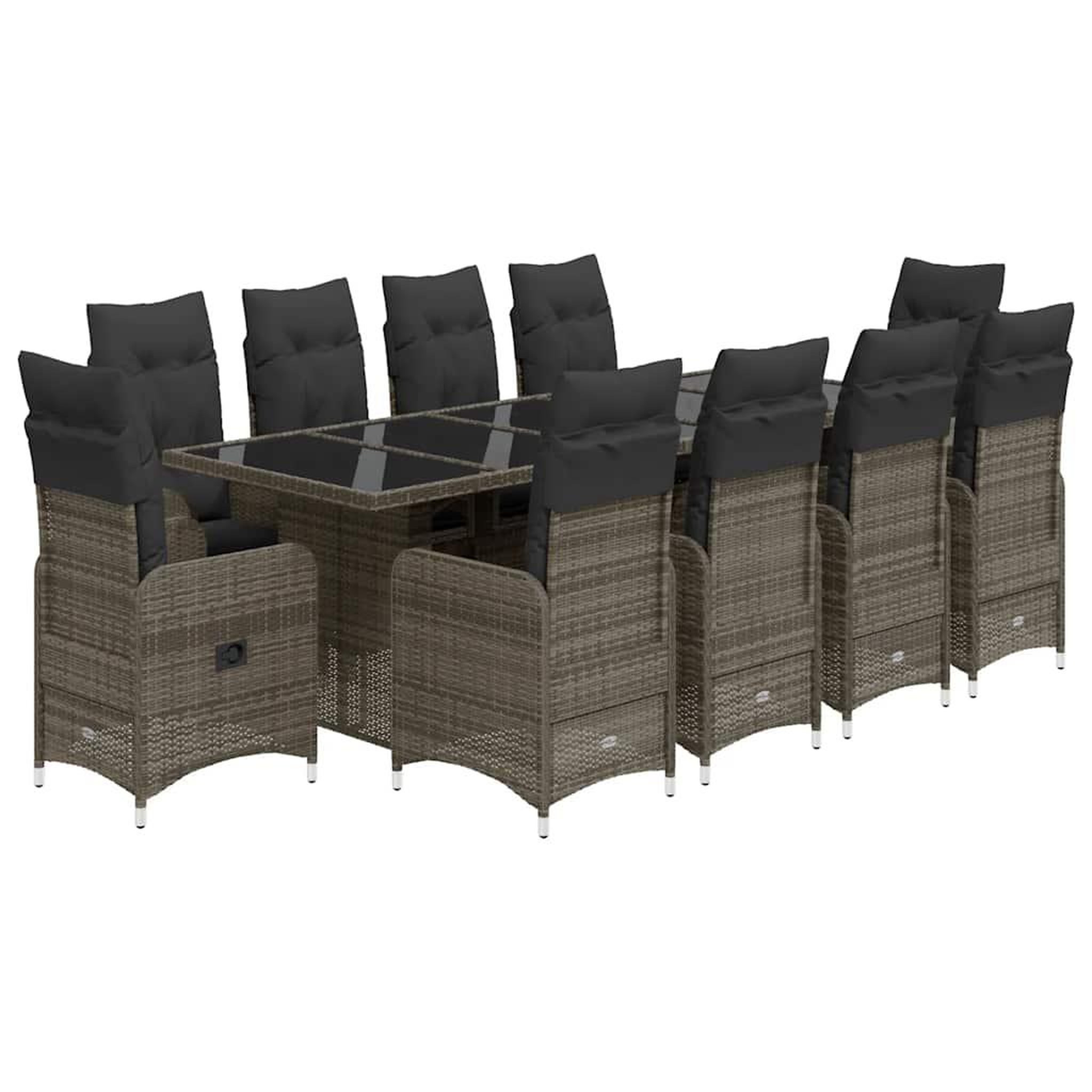 Voir la diapositive 2 : VIDAXL Ensemble de bistro de jardin 11 pcs coussins gris poly rotin