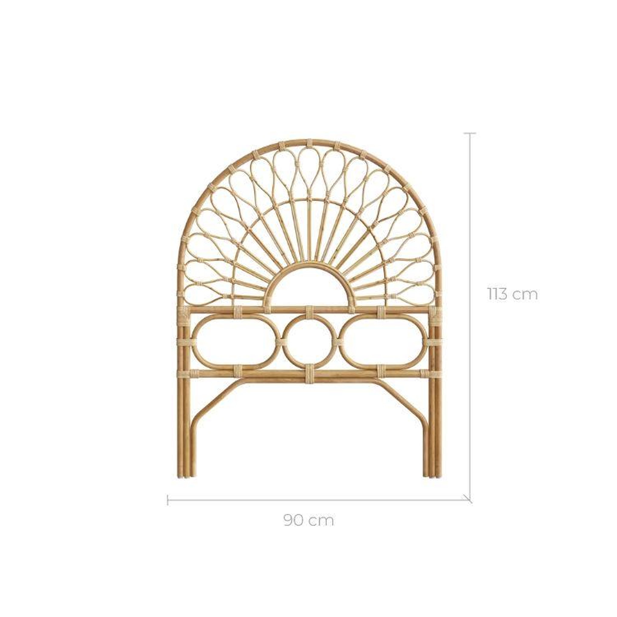 Voir la diapositive 4 : MAISON PAVANE Tête de lit 90 cm en rotin naturel-bahia