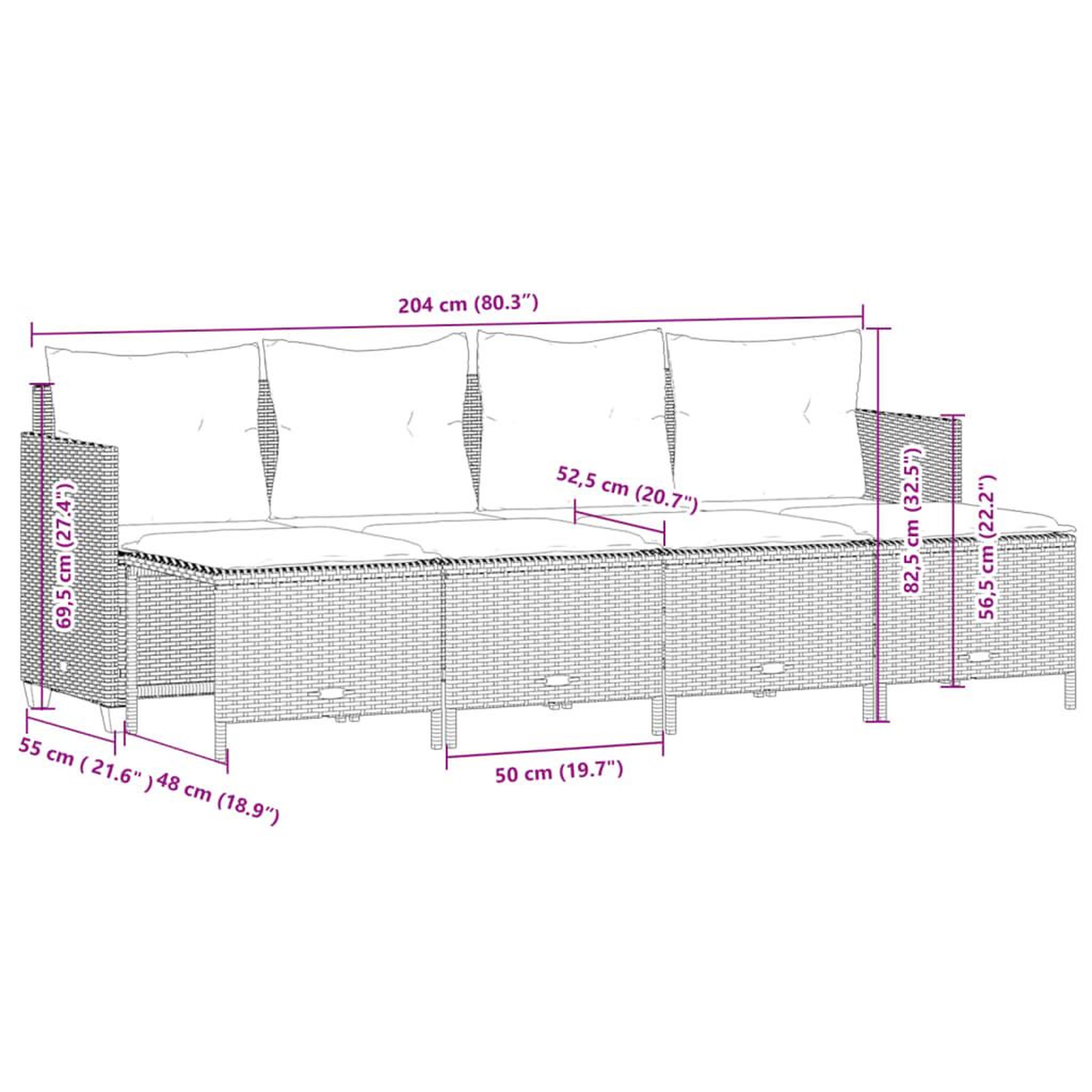 Voir la diapositive 6 : VIDAXL Salon de jardin avec coussins 5 pcs beige resine tressee