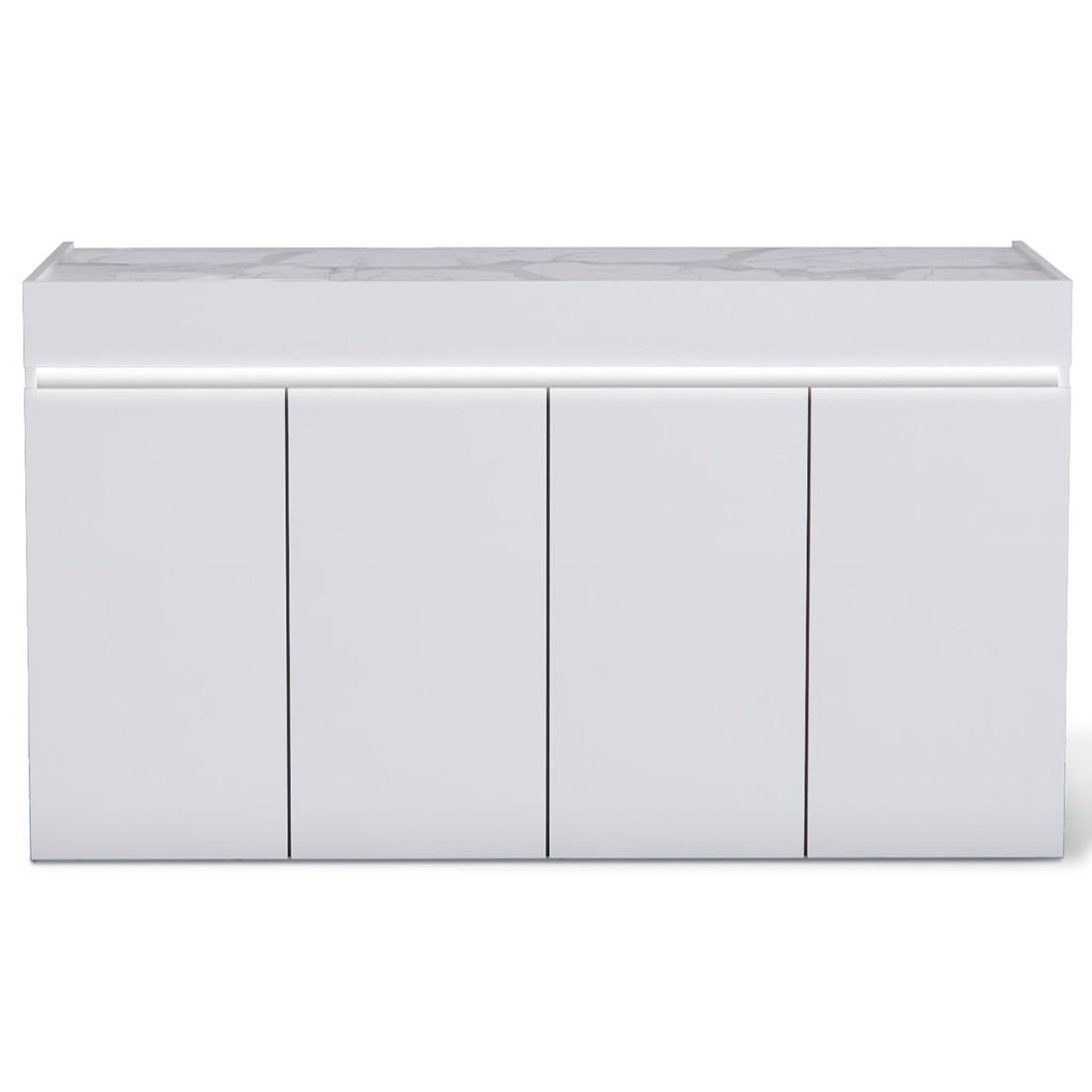 Voir la diapositive 3 : LISA DESIGN Amaury - buffet bas - blanc - plateau effet marbre - 208 cm