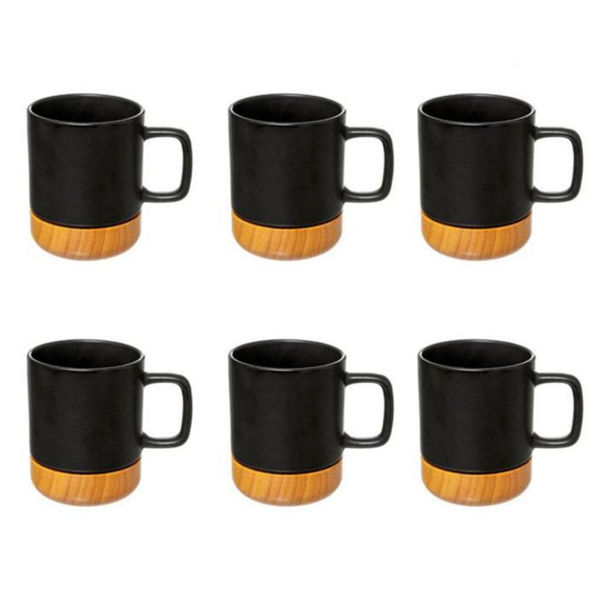 SECRET DE GOURMET Lot de 6 Mugs Ronds  Modern Wood  43cl Noir